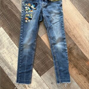 VIGOSS The Jagger Ankle Skinny Jeans Size 10 Embroidered Bird Raw Hem